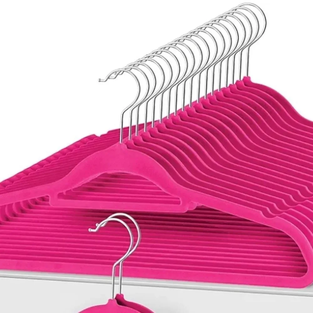 Juicy Couture Home Set of 20 Notched Shoulder Space Saving Clothes Hangers- Pink